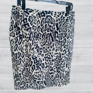 NWT - Worthington Leopard Print Black White Pencil Skirt Women's Size 10